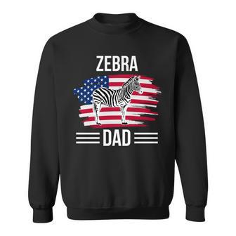 Zebra Us Flag 4Th Of July Fathers Day Zebra Dad Sweatshirt - Seseable