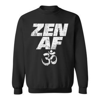 Zen Af Om Symbol Vintage Meditation Yoga Distressed V2 Sweatshirt - Seseable