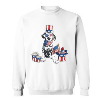 4Th Of July Dalmatian With American Flag Sunglasses Sweatshirt | Mazezy