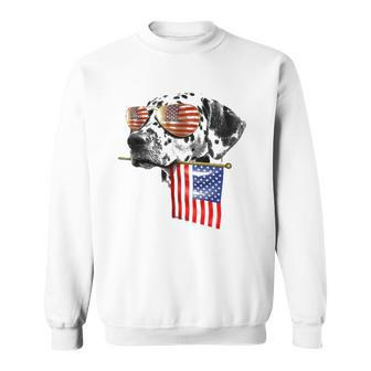 4Th Of July Fun American Flag Dalmatian Dog Lover Gift Sweatshirt | Mazezy