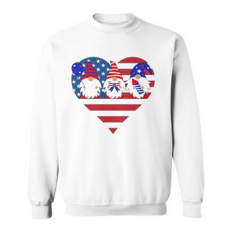 4Th Of July Gnomes American Flag Heart Fireworks Gnomes Sweatshirt | Mazezy UK