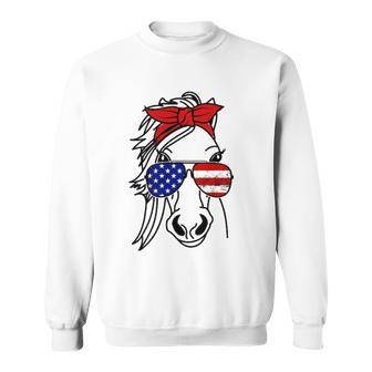 4Th Of July Patriotic Horse American Flag Sunglasses Sweatshirt | Mazezy CA