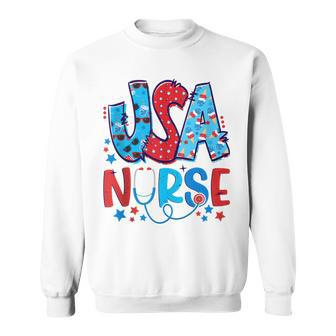 4Th Of July Usa Nursery American Nurse 2022 Patriotic Nurse Sweatshirt - Seseable