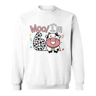 6Th Birthday Moo Cow Theme Farm Animal Six Years Old Party Sweatshirt | Mazezy