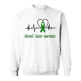 Adrenal Cancer Awareness Heartbeat Green Ribbon Adrenal Cancer Adrenal Cancer Awareness Sweatshirt | Favorety UK