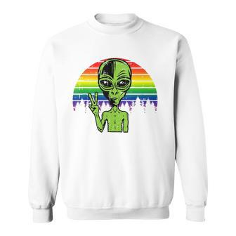 Alien Peace Lgbt Gay Pride Costume Retro Halloween Gifts Sweatshirt - Thegiftio UK