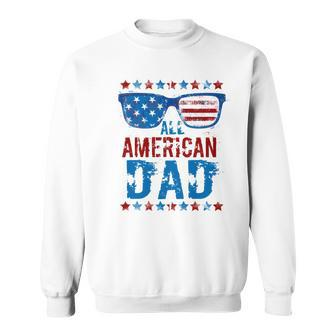 All American Dad 4Th Of July Mens Father Sunglasses Us Flag Sweatshirt - Seseable