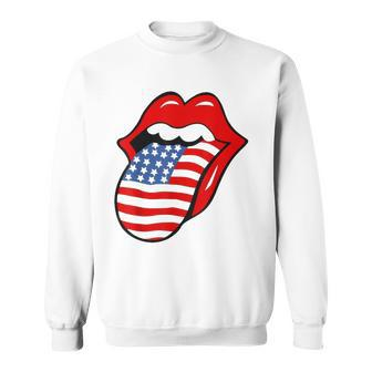 American Flag Lips Patriotic Day Kisses 4Th Of July Sweatshirt - Thegiftio UK