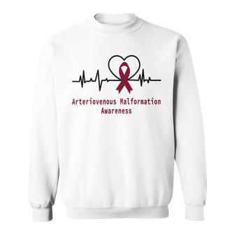 Arteriovenous Malformation Awareness Heartbeat Burgundy Ribbon Arteriovenous Malformation Support Arteriovenous Malformation Awareness Sweatshirt | Favorety DE