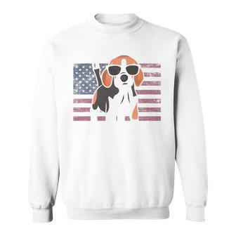 Beagle Dad American Flag 4Th Of July Patriotic Beagle Design Sweatshirt - Seseable