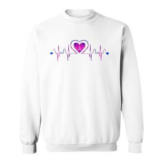 Bisexual Flag Bi Pride Heartbeat Queer Gift Heart Bisexual Sweatshirt - Thegiftio UK
