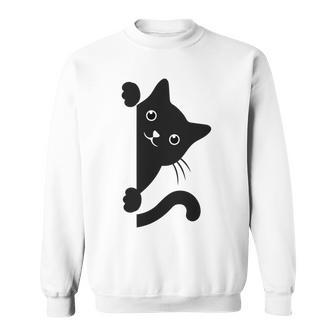 Black Cat Peeking Sweatshirt | Favorety UK