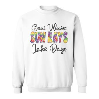 Boat Waves Sun Rays Lake Days Tie Dye Summer Funny Girl Kid Sweatshirt - Seseable