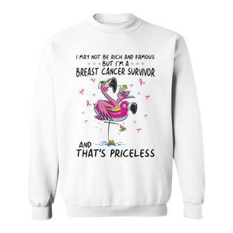 Breast Cancer Survivor And Thats Priceless Flamingo Summer Sweatshirt - Thegiftio UK
