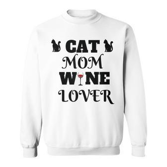 Cat Mom Mother Funny Cat Mom Wine Lover Sweatshirt - Thegiftio UK