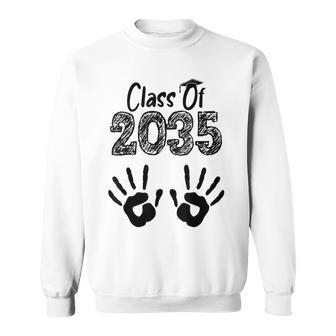 Class Of 2035 Grow With Me Handprint On Back First Day Sweatshirt - Thegiftio UK