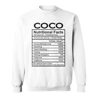 Coco Grandma Gift Coco Nutritional Facts Sweatshirt - Seseable