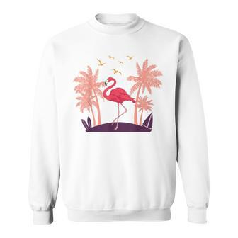 Coconut Palm Trees Exotic Bird Tropical Summer Flamingo Sweatshirt - Thegiftio UK
