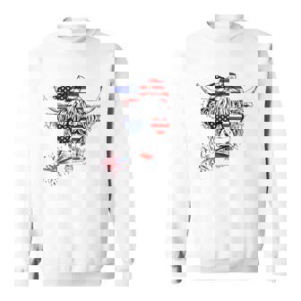 Cow American Flag 4Th Of July Us 4Th Of July Farm Cattle Usa Sweatshirt - Seseable