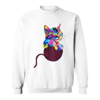 Cute Cat Gift For Kitten Lovers Colorful Art Kitty Adoption Sweatshirt | Favorety CA