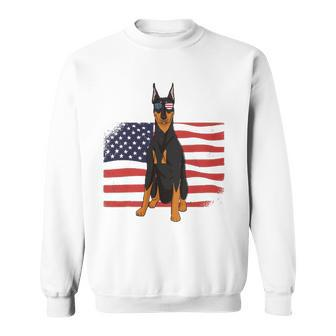 Doberman Dad & Mom American Flag 4Th Of July Usa Funny Dog Sweatshirt | Mazezy