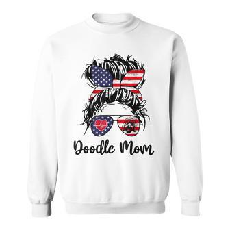 Doodle Mom Happy 4Th Of July American Flag Day Sweatshirt - Seseable