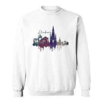 Edinburgh City Watercolor Skyline Edinburgh Scotland Sweatshirt | Mazezy