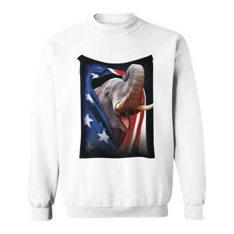 Elephant - Flag Usa Sweatshirt - Monsterry CA