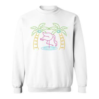 Exotic Bird Flamingo Animal Lover Palm Trees Tropical Summer Sweatshirt - Thegiftio UK