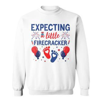 Expecting A Little Firecracker 4Th Of July Pregnancy Reveal Sweatshirt - Seseable