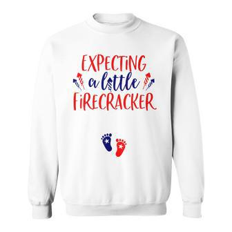 Expecting A Little Firecracker New Mom 4Th Of July Pregnancy Sweatshirt - Seseable