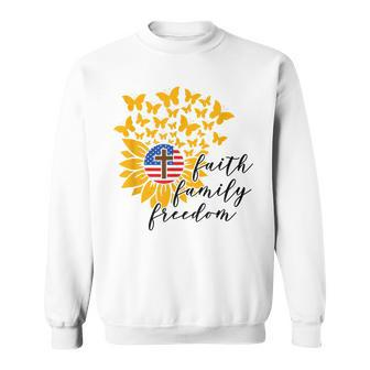 Faith Family Freedom Christian Patriot Sunflower 4Th Of July Sweatshirt - Seseable