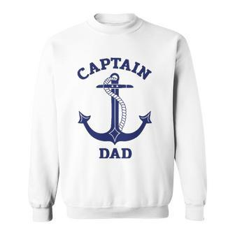 Fathers Day Nautical Anchor Captain Dad Sweatshirt | Mazezy