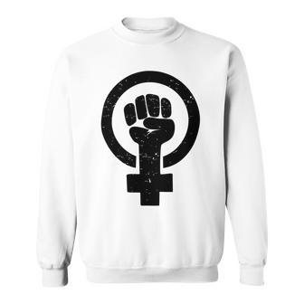 Feminist Raised Fist - Distressed Fitted Sweatshirt | Favorety UK