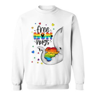 Free Mom Hugs Rainbow Elephant Lgbt Pride Month Sweatshirt - Thegiftio UK