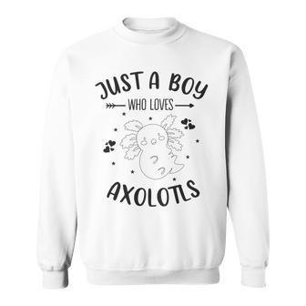 Funny Axolotl Quote Mexican Walking Fish Just A Boy Who Loves Axolotls Sweatshirt | Favorety AU