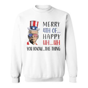 Funny Joe Biden Confused Merry 4Th Of July Us Flag Sweatshirt - Seseable