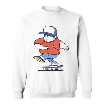 Funny Skater Cartoon Skateboarder Riding Skateboard Gift Sweatshirt | Mazezy UK