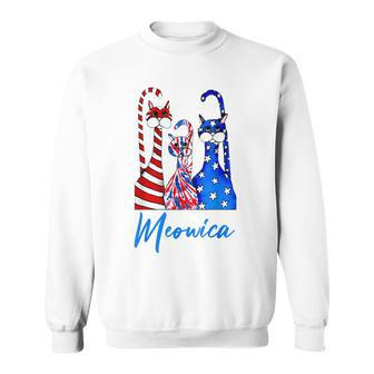 Funny Tie Dye Meowica 4Th Of July Cat Lovers Patriotic Sweatshirt - Seseable