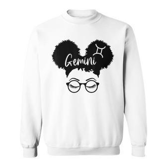 Gemini Zodiac Sign Afro Girl African Hair Astrology Birthday Sweatshirt - Seseable