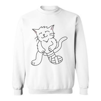 Get Well Soon Funny Cat Tee Leg Surgery Recovery Sweatshirt | Mazezy