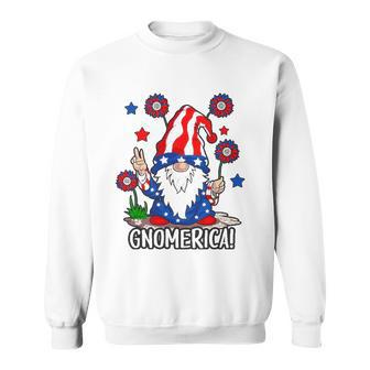 Gnomes 4Th Of July Women Gnomerica Girls American Flag Sweatshirt | Mazezy