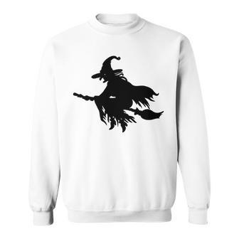 Halloween Scary Old Witch On Broom Art Design Pattern Sweatshirt | Favorety CA