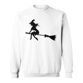 Halloween Young Scary Witch On Broom Pattern Sweatshirt | Favorety DE