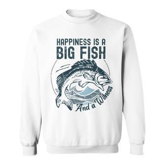 Happiness Is A Big Fish And A Witness Fisherman Dad Blue Sweatshirt | Favorety UK