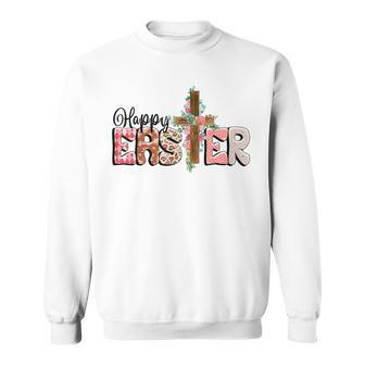 He Is Risen Jesus Christian Happy Easter Floral Faith Cross Sweatshirt - Thegiftio UK