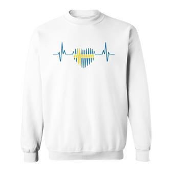Heartbeat Design Swedish Flag Sweden Sweatshirt | Mazezy