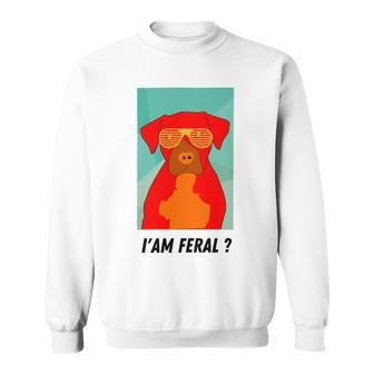 I Am Feral Coll Red Dog Sweatshirt - Monsterry