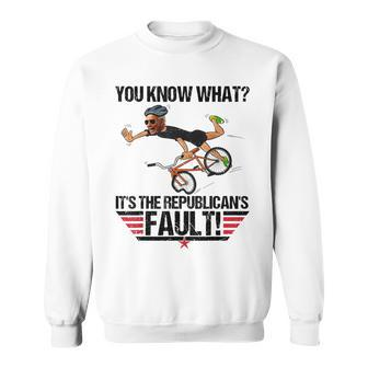 Joe Biden Falling Off His Bicycle Funny Biden Falls Off Bike V3 Sweatshirt - Thegiftio