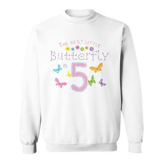 Kids 5Th Fifth Birthday Party Cake Little Butterfly Flower Fairy Sweatshirt | Mazezy